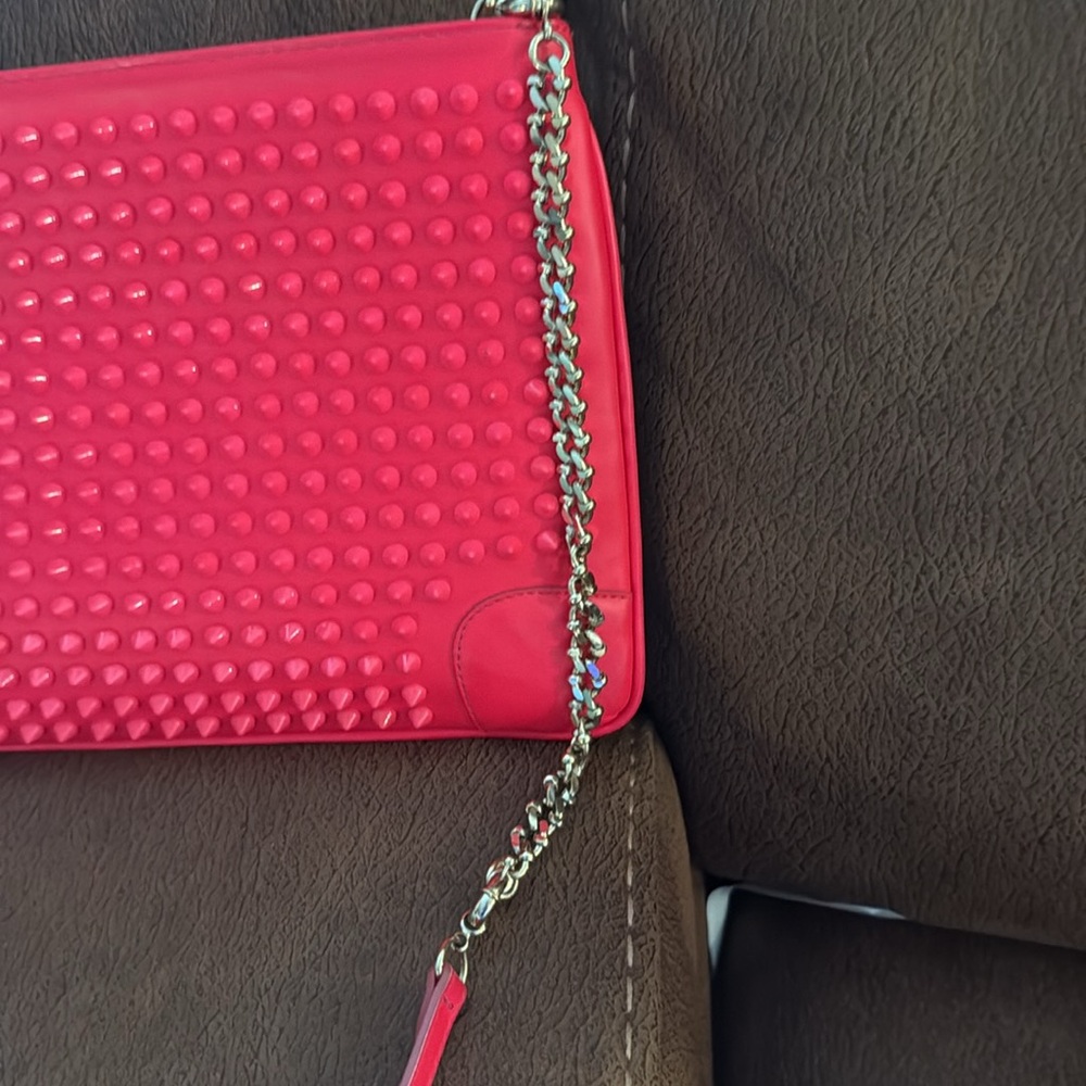 Christian Louboutin Loubiposh Studded Pink Clutch or Shoulder Bag - Picture 3 of 10